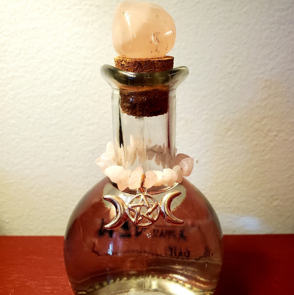Rose Quartz Moon Water Glass Cruet